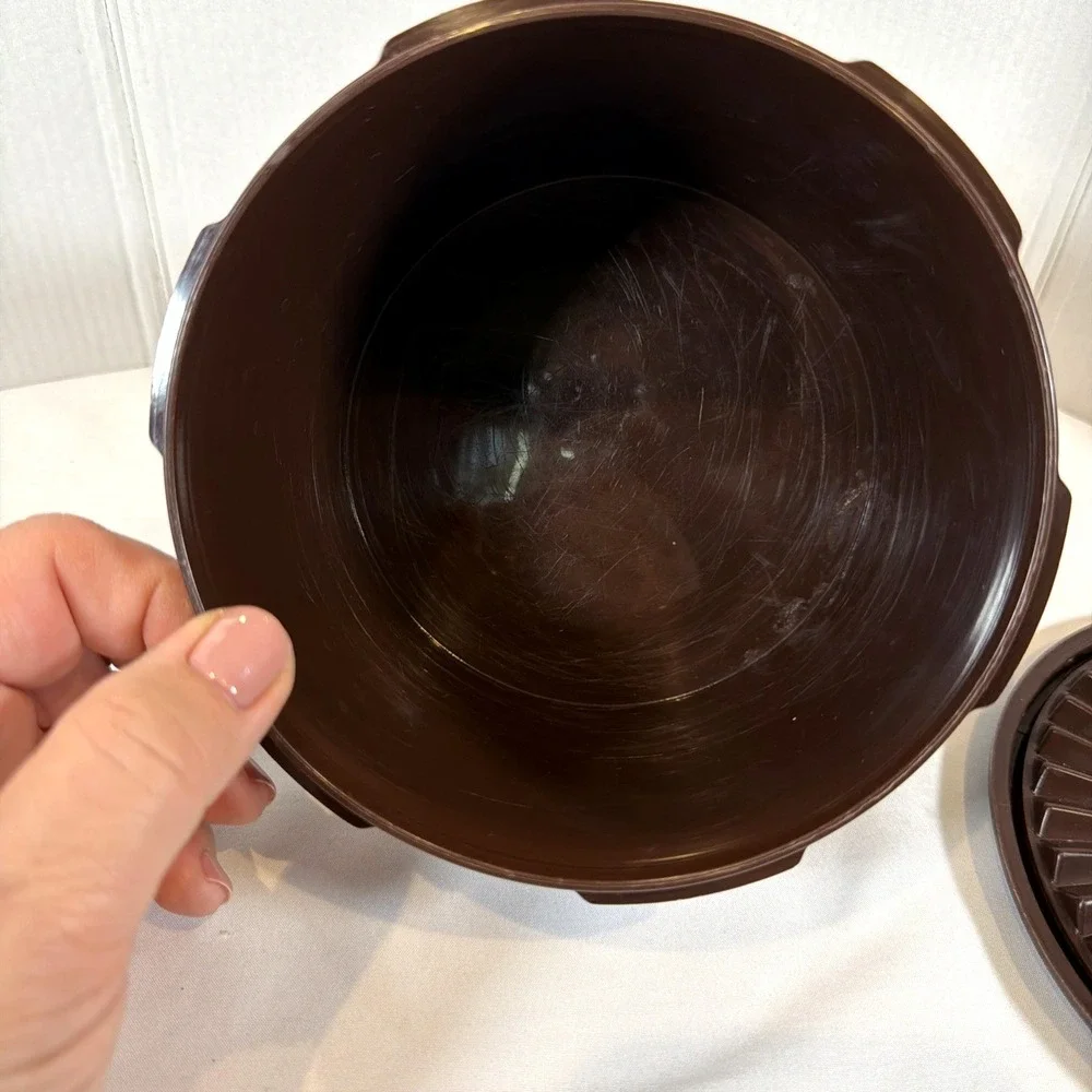 Vintage Tupperware Servalier Canister Brown‎ 1298-14 Kitchen Storage Retro